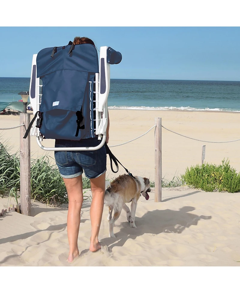 Rio Beach 2 x 2 x 2 ft Navy 4-Position Lace-up Aluminum Backpack Chair 2 Pack