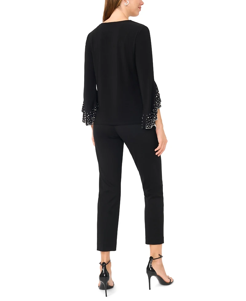 Msk Women's V-Neck Long-Sleeves Top