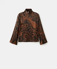 Mango Women's Paisley-Print Satin Blouse
