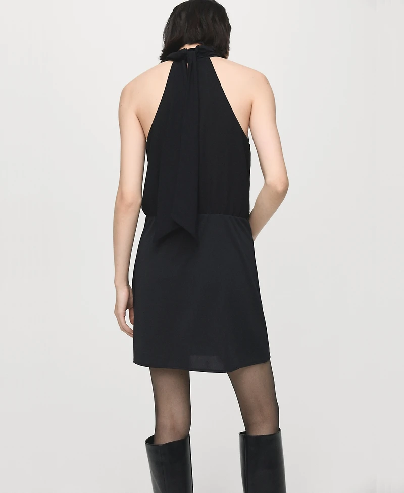 Mango Women's Bow Halter-Neck Dress