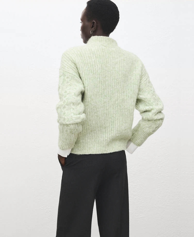 Mango Women's Perkins Neck Braided Sweater