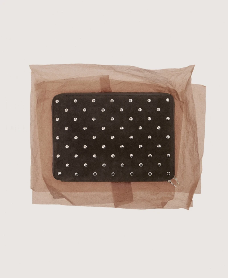 Mango Women's Studded Leather Laptop Case