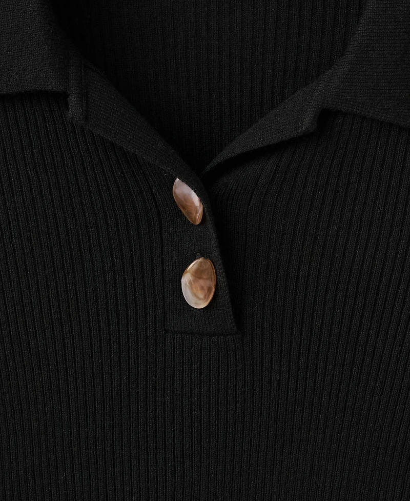 Mango Women's Polo-Neck Ribbed Sweater