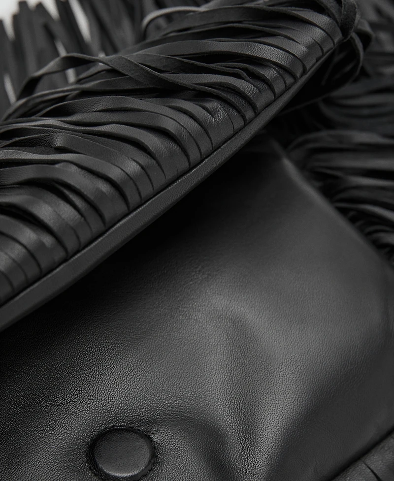 Mango Women's Fringes Leather Handbag