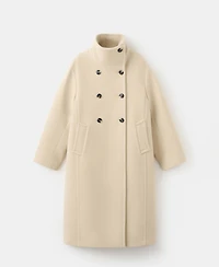 Mango Women's Wool-Blend Funnel-Neck Coat