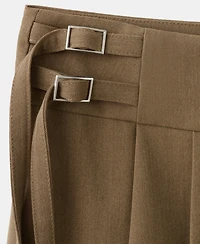 Mango Women's Buckles Short Pleated Skirt