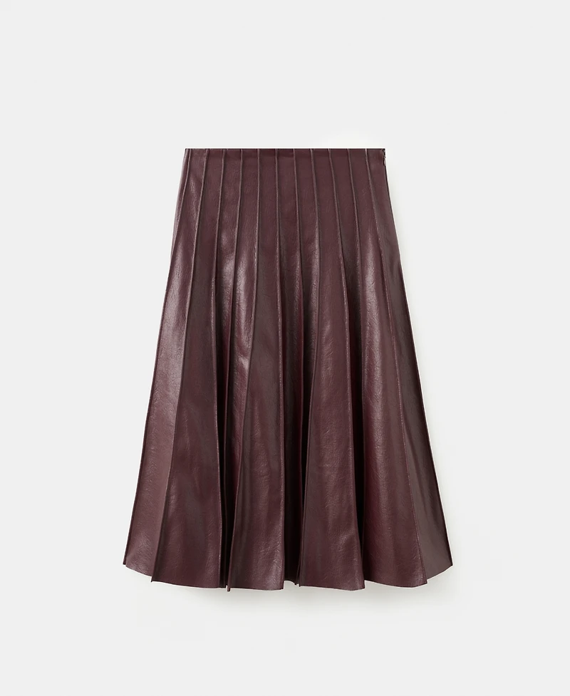 Mango Women's Faux-Leather Godet Skirt