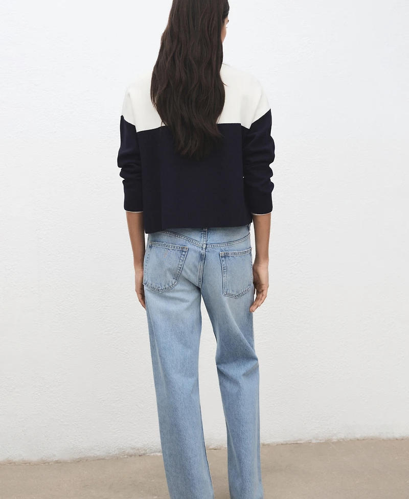 Mango Women's Bicolor High Collar Sweater