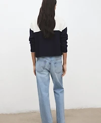 Mango Women's Bicolor High Collar Sweater