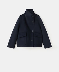 Mango Women's Wool Funnel-Neck Coat