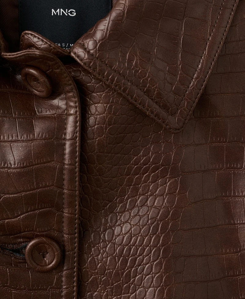 Mango Women's Croc-Effect Bomber Jacket