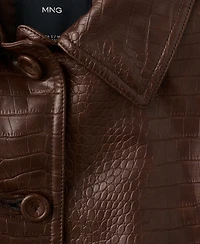 Mango Women's Croc-Effect Bomber Jacket