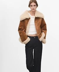 Mango Women's Double-Faced Shearling Jacket