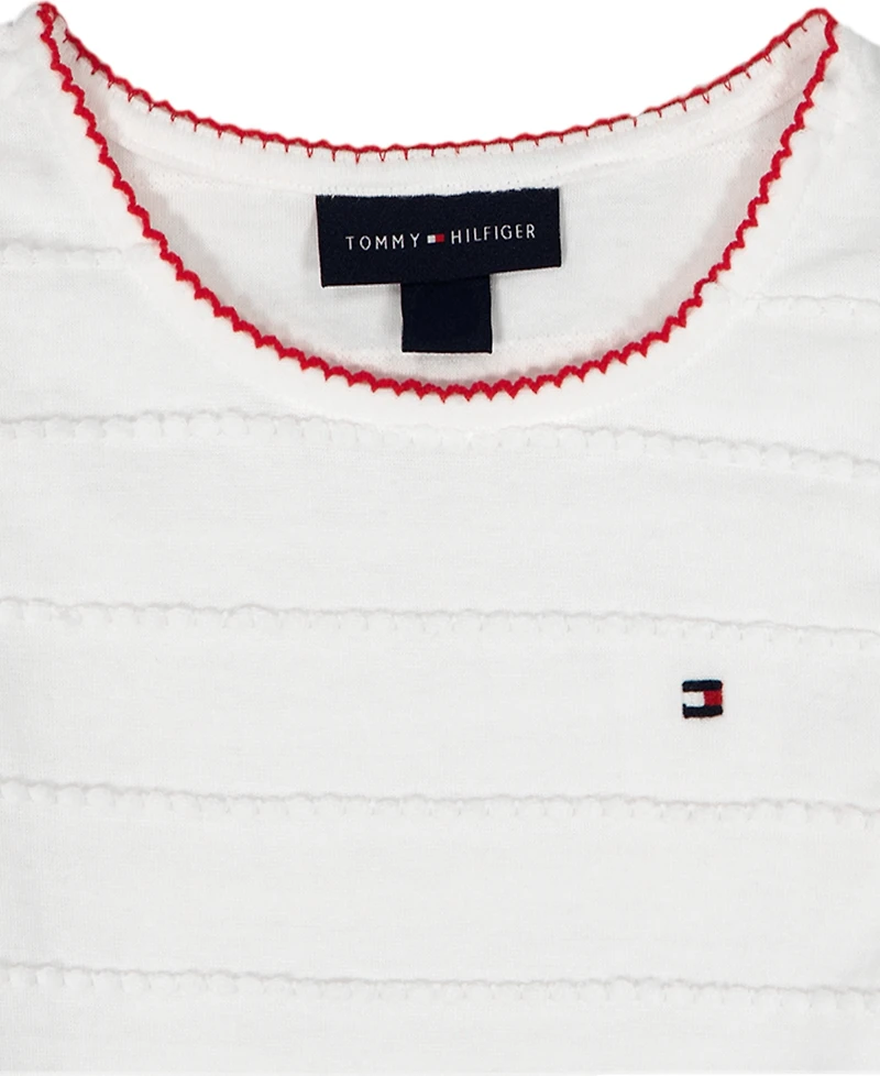 Tommy Hilfiger Toddler Girls' 2T-4T Crochet Trim Striped Top & Patch Pocket Wide Leg Pants, 2-Piece Set