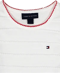 Tommy Hilfiger Toddler Girls' 2T-4T Crochet Trim Striped Top & Patch Pocket Wide Leg Pants, 2-Piece Set