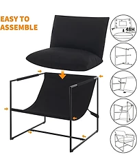 gaomon Modern Plush Sling Accent Chair, Shredded Foam Upholstery & Sturdy Metal Frame Comfy Lounge Chair for Home