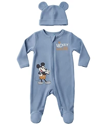 Disney Baby Boys' Mickey Mouse Ribbed Sleep and Play Coverall