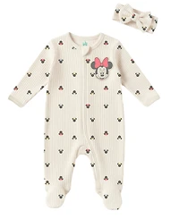 Disney Baby Girls' Minnie Mouse Sleep and Play & Bow Headband, 2-Piece Set