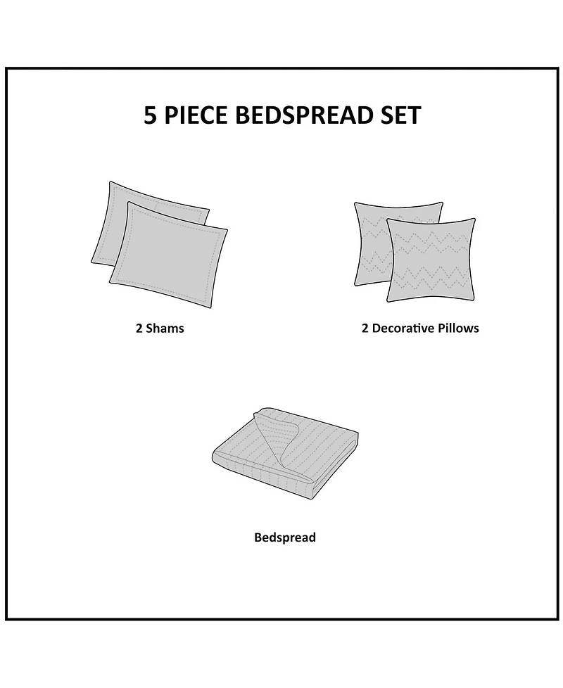 Madison Park Bellagio Quilted 5-Pc. Bedspread Set, King
