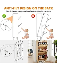 gaomon Shoe Cabinet with 3 Flip Drawers, Narrow 3-Tier Storage Organizer with Woven Rattan Front, Space-Saving Entryway Shoe Bench for Hallway, Porch