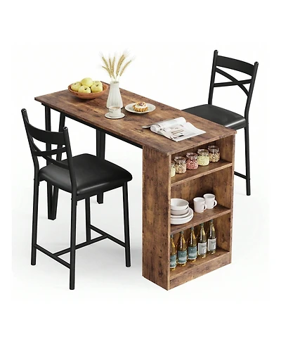 Gaomon Kitchen Table 3Piece 36in Wooden Counter Height Dining Table Set for Dining Room, Home Office, Living Room