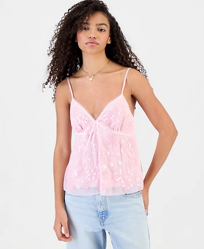Madden Girl Juniors' Beaded Babydoll Tank