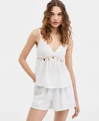 Madden Girl Juniors' Sleeveless Crochet Babydoll Top