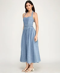 Row A Women's Sweetheart Neck Fit & Flare Midi Dress