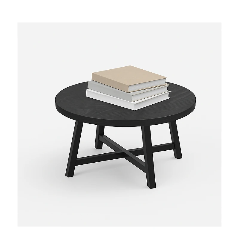 Gaomon Kitchen Table Round Coffee Table Industrial Brown Center Tablefor Dining Room, Home Office