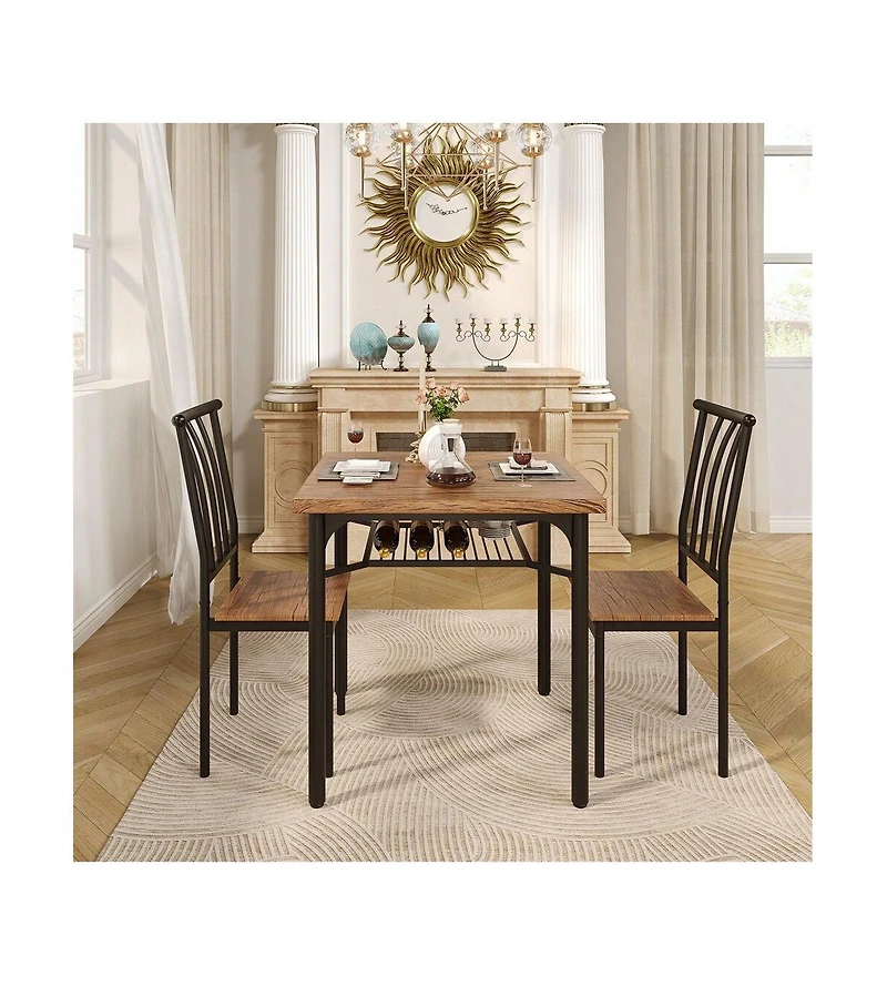 Gaomon Kitchen Table Dining Table Set 3 Piece Dining Table Set For 2 Square Kitchen Table Set for Dining Room, Home Office
