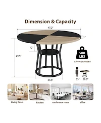 Gaomon Kitchen Table 42inch Round Farmhouse Dining Table For 4 6 People Rustic Wood Kitchen Table for Dining Room