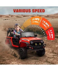 Hongge 12V Kids Ride On Truck with Music Lights and Remote