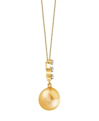 Macy's Cultured Golden South Sea Pearl (11mm) & Diamond Accent Pendant Necklace in 10k Yellow Gold