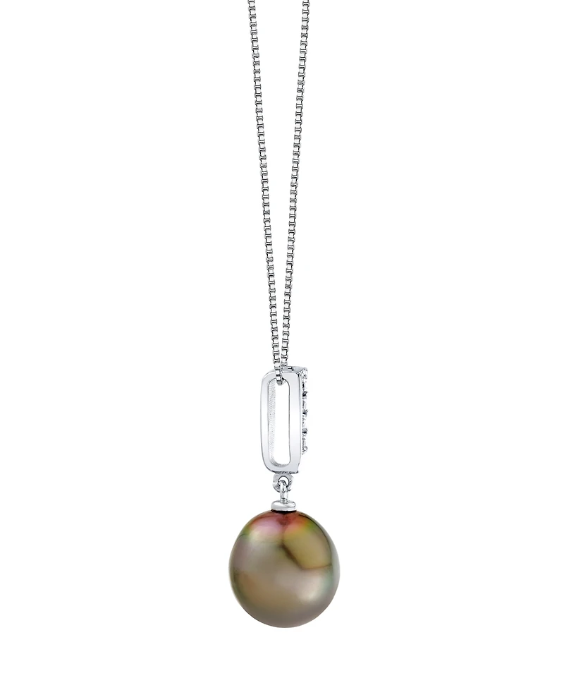 Macy's Cultured Tahitian Pearl (10mm) & Diamond Accent Necklace in 14k White Gold