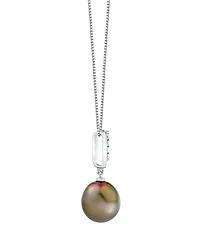 Macy's Cultured Tahitian Pearl (10mm) & Diamond Accent Necklace in 14k White Gold