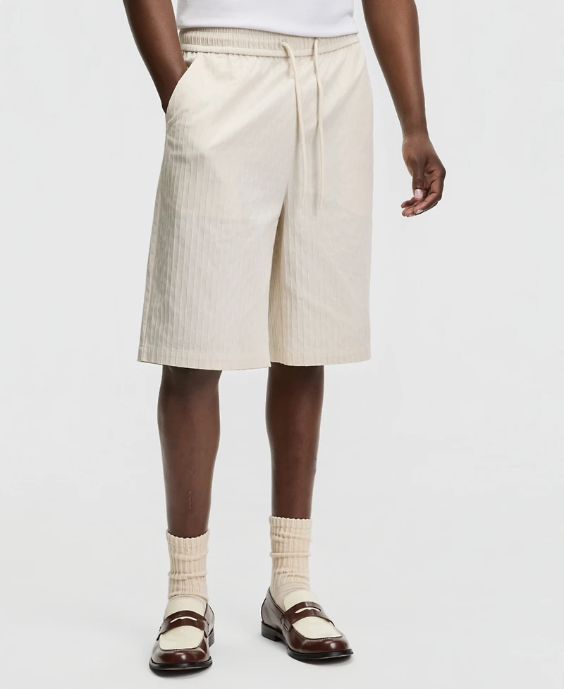 Mode of One Men's Relaxed-Fit Crinkle Stripe Shorts, Macy's Exclusive