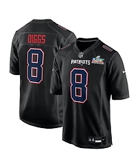 Nike Men's Stefon Diggs Black New England Patriots Super Bowl Lx Fashion Game Jersey