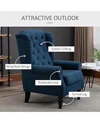 Boyel Living Button-Tufted Accent Chair with High Wingback Rounded Cushioned Armrests