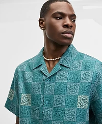 Mode of One Men's Relaxed-Fit Checker Short-Sleeve Shirt, Macy's Exclusive