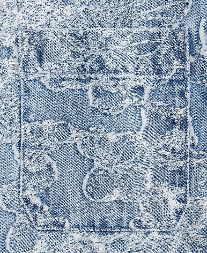 Mode of One Men's Meadow Short-Sleeve Jacquard Denim Shirt, Macy's Exclusive