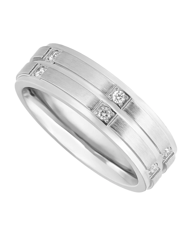 Triton Men's Diamond Wedding Band Ring Stainless Steel (1/6 ct. t.w.)