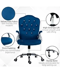 Boyel Living Home Office Chair Velvet Computer Chair Button Tufted with Swivel Wheels
