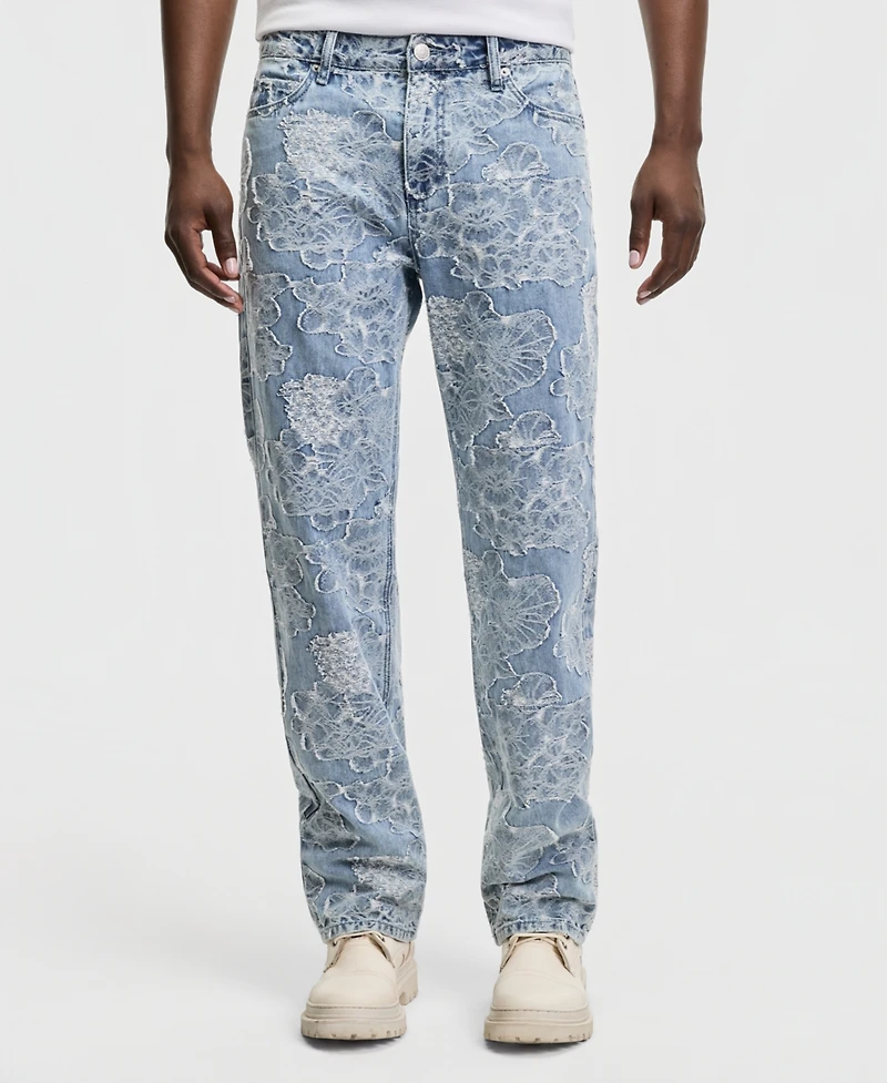 Mode of One Men's Meadow Straight-Fit Floral Jacquard Jeans, Macy's Exclusive