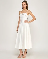 Alex & Sophia Juniors' Folded Square-Neck Sleeveless Midi Dress