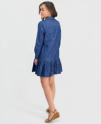 Style & Co Petite Denim Flounce-Hem Shirtdress, Macy's Exclusive