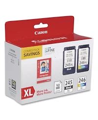 Canon 8278B005 (Pg-245XL/Cl-246XL) 180/300 Page-Yield Ink/Paper Combo - Black/Tri-Color