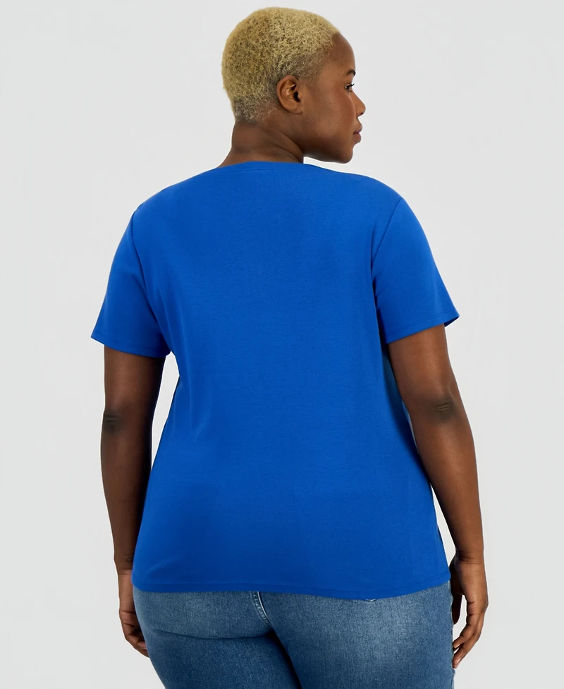 Style & Co Plus Short-Sleeve Henley Top, Exclusively at Macy's