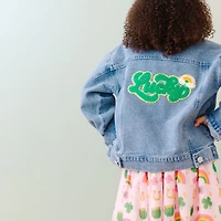 Sweet Wink Big Girls Lucky Rainbow Patch St. Patrick's Day Denim Jacket