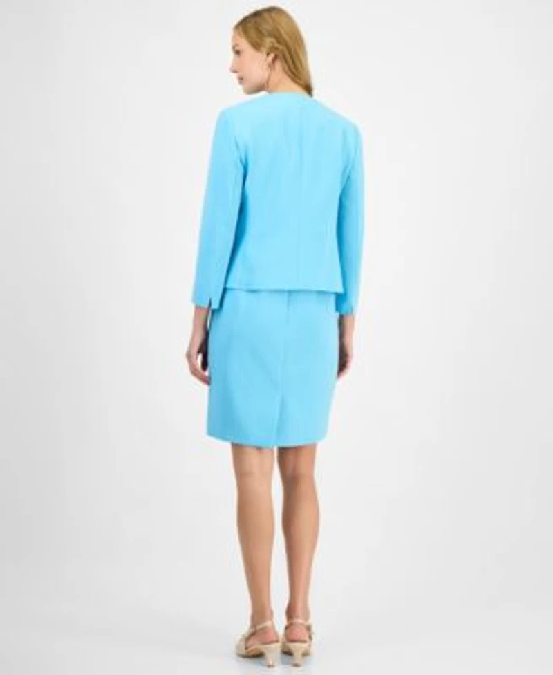 Kasper Womens Sleeveless Sheath Dress Patch Pocket Open Front Jacket