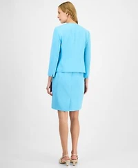 Kasper Womens Sleeveless Sheath Dress Patch Pocket Open Front Jacket